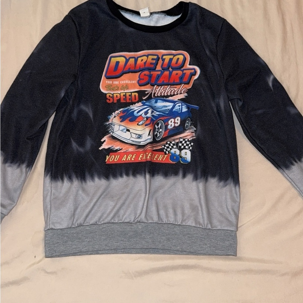 Kids Black and Gray Racing Graphic Sweatshirt
